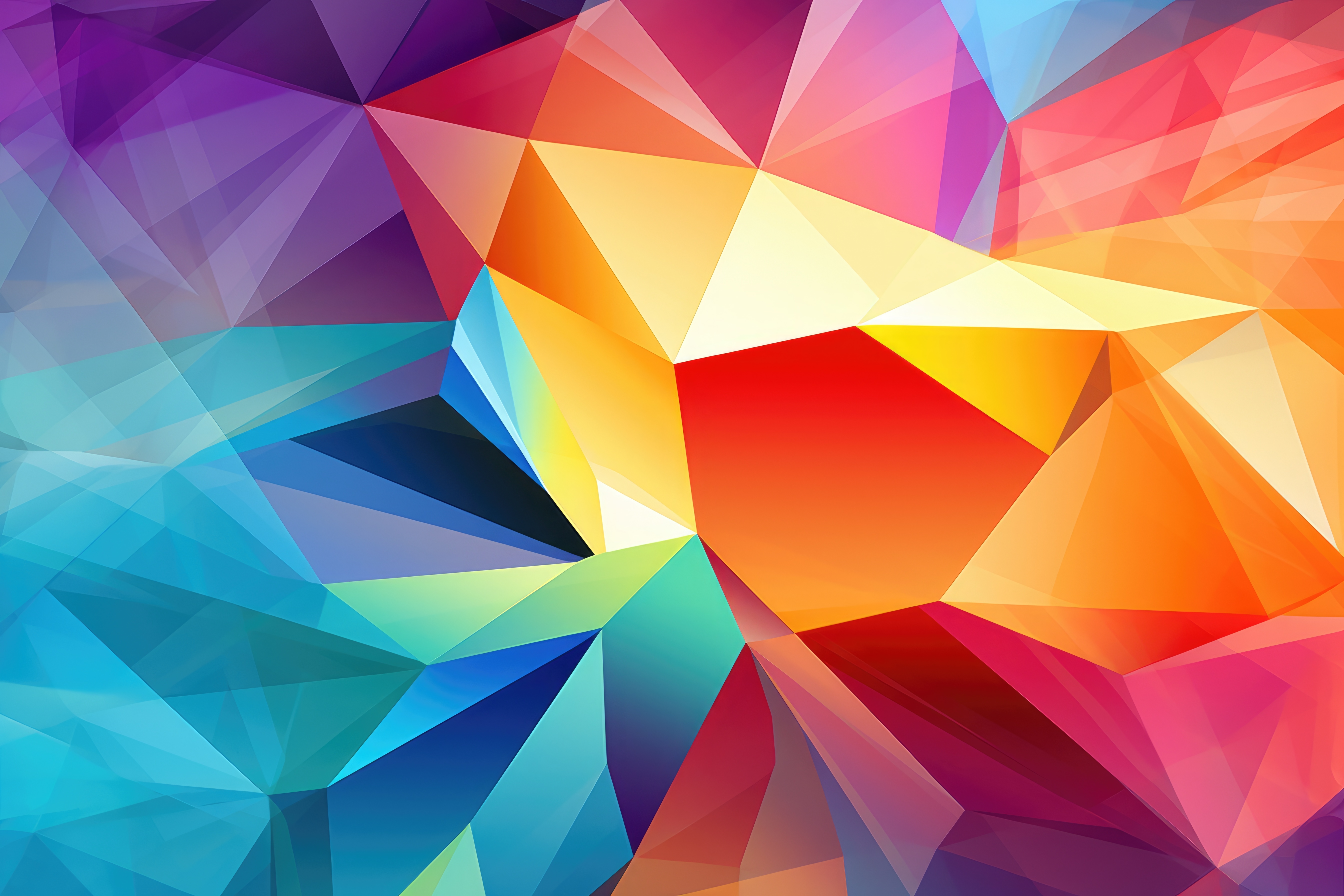 Multicolored polygonal mosaic, crystal facets